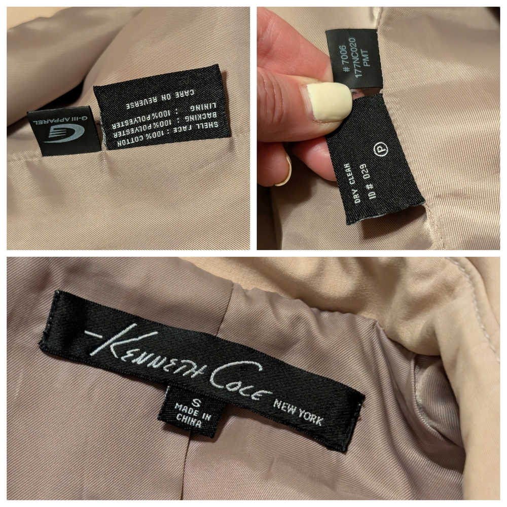 Kenneth Cole New York Cream Belted Short Trench Coat - Picture 6 of 6